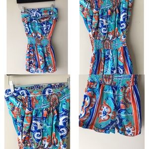 Open shoulder mini rompers